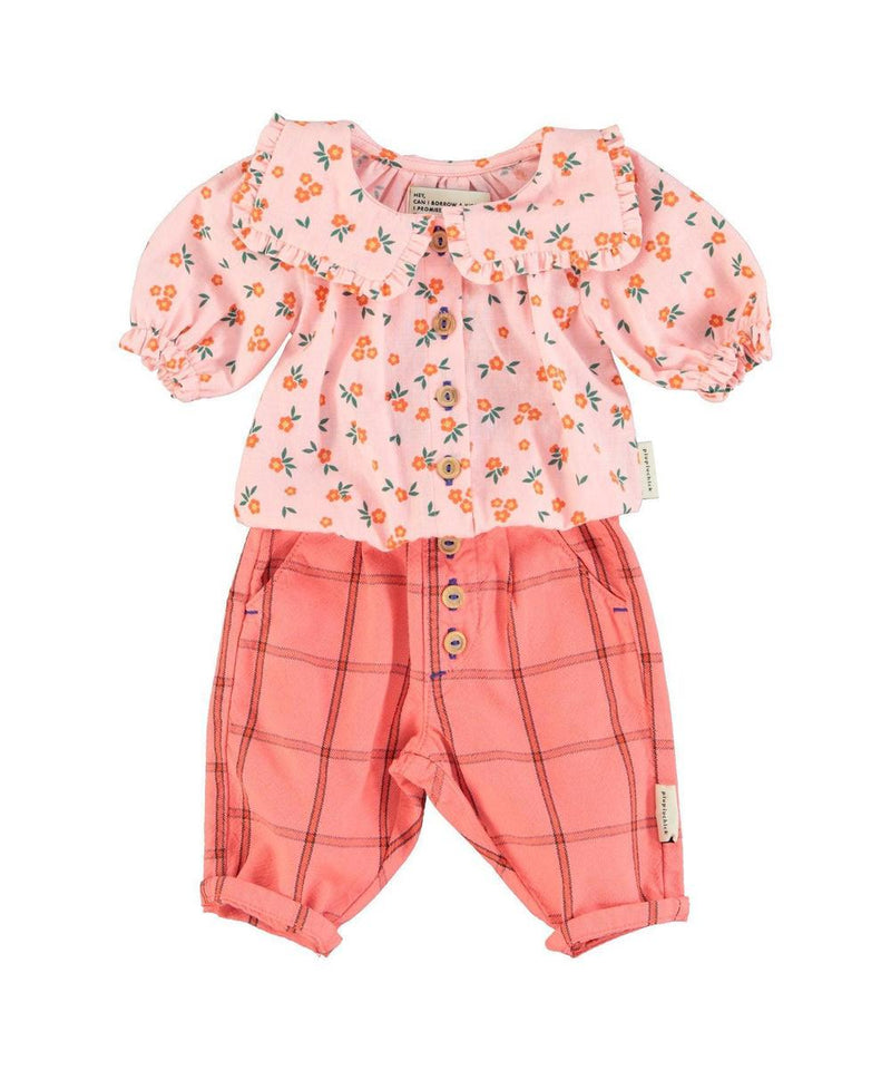 Piupiuchick Baby Blouse With Sailor Collar Pink Flowers