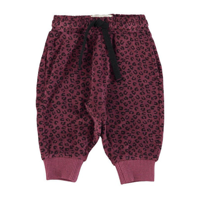 Piupiuchick Baby Jogging Pants Aubergine With Animal Print - Studio Play