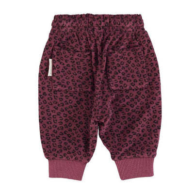 Piupiuchick Baby Jogging Pants Aubergine With Animal Print - Studio Play