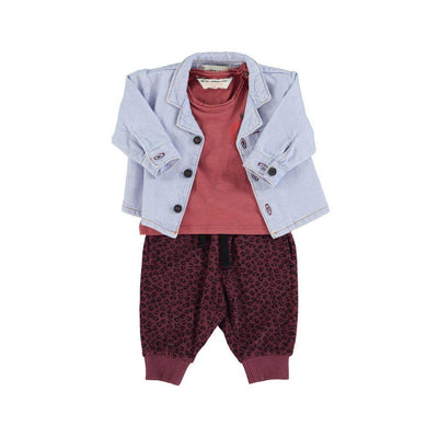 Piupiuchick Baby Jogging Pants Aubergine With Animal Print - Studio Play