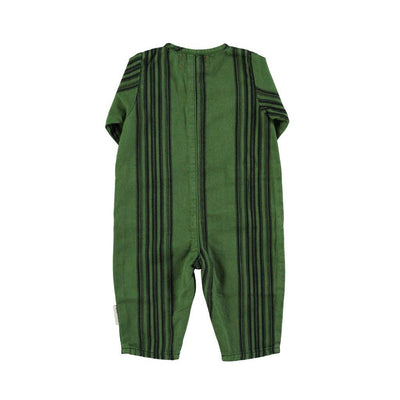 Piupiuchick Baby Jumpsuit Green With Black Stripes - Studio Play