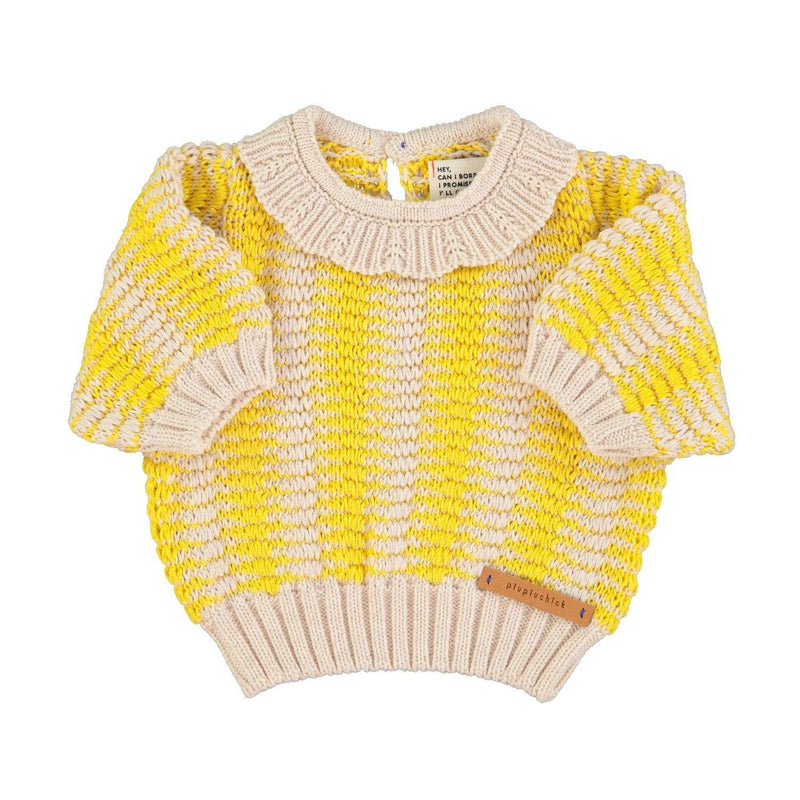 Piupiuchick Baby Knitted Blouse With Collar Ecru & Yellow