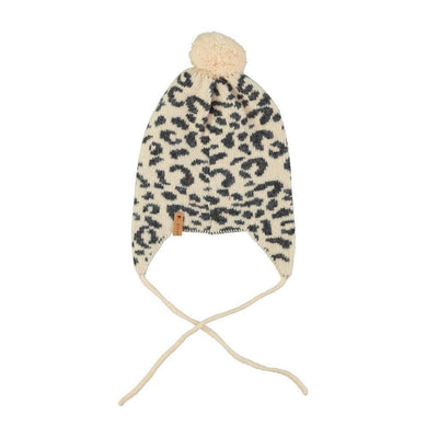 Piupiuchick Baby Knitted Bonnet Light Pink With Black Animal Print - Studio Play