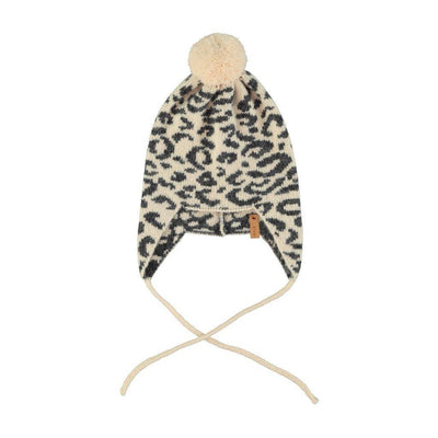Piupiuchick Baby Knitted Bonnet Light Pink With Black Animal Print - Studio Play