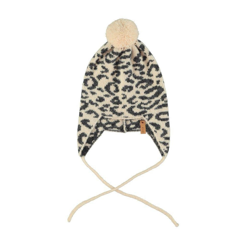 Piupiuchick Baby Knitted Bonnet Light Pink With Black Animal Print - Studio Play