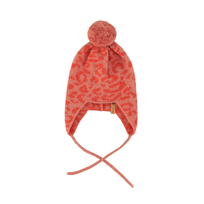 Piupiuchick Baby Knitted Bonnet Pink With Animal Print - Studio Play