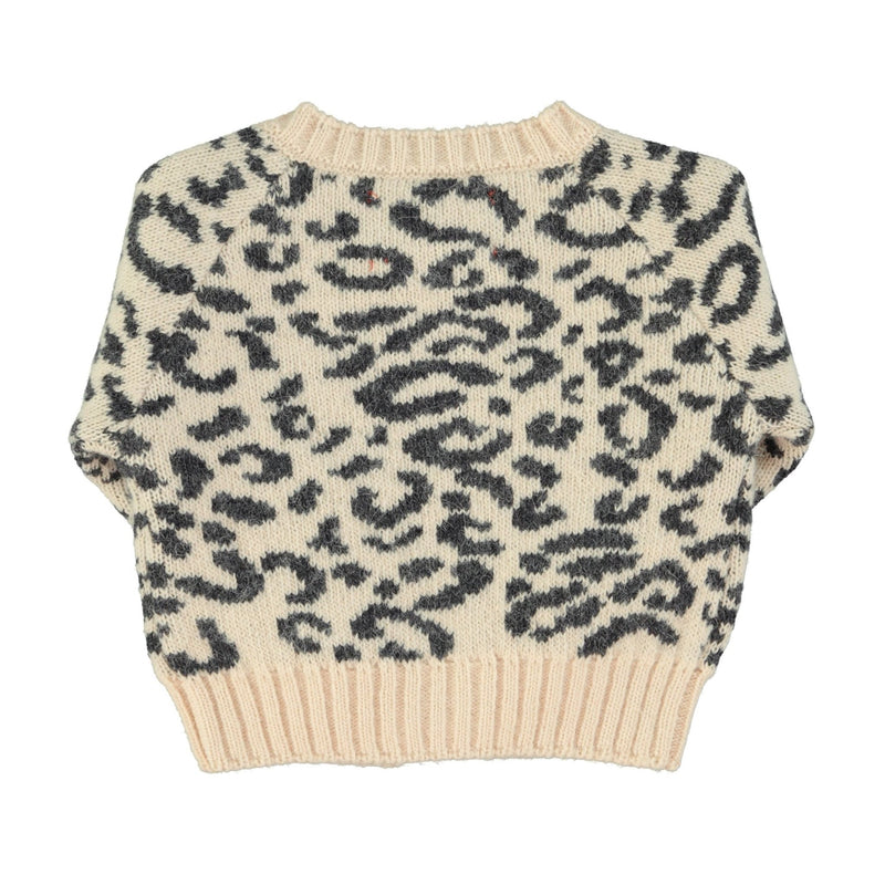 Piupiuchick Baby Knitted cardigan Light Pink With Black Animal Print - Studio Play