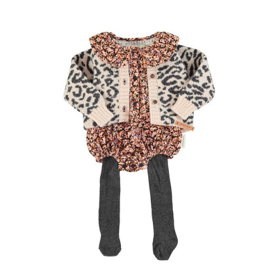 Piupiuchick Baby Knitted cardigan Light Pink With Black Animal Print - Studio Play