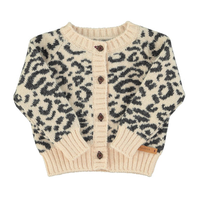 Piupiuchick Baby Knitted cardigan Light Pink With Black Animal Print - Studio Play