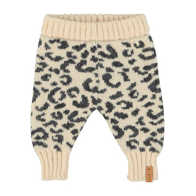 Piupiuchick Baby Knitted Leggings Light Pink With Black Animal Print - Studio Play