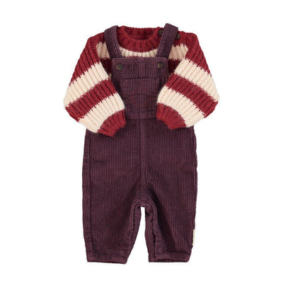 Piupiuchick Baby Knitted Sweater Bordeaux & Light Pink Stripes - Studio Play