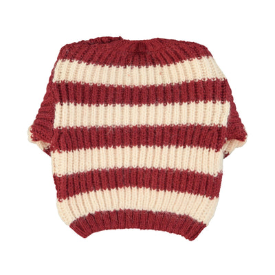 Piupiuchick Baby Knitted Sweater Bordeaux & Light Pink Stripes - Studio Play