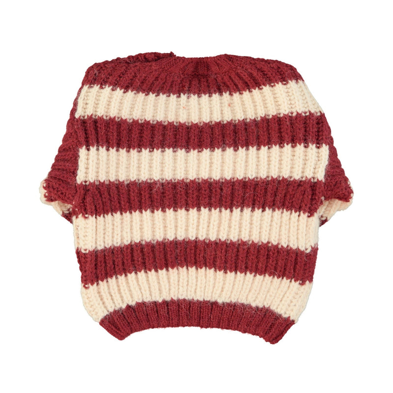 Piupiuchick Baby Knitted Sweater Bordeaux & Light Pink Stripes - Studio Play