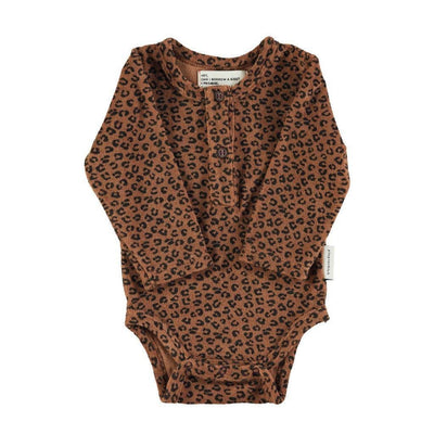 Piupiuchick Baby Long Sleeve Body Brown With Animal Print - Studio Play