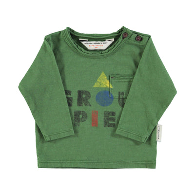 Piupiuchick Baby Longsleeve T'shirt Dark Green With "groupie" Print - Studio Play