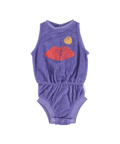 Piupiuchick Baby Playsuit Purple with Lips