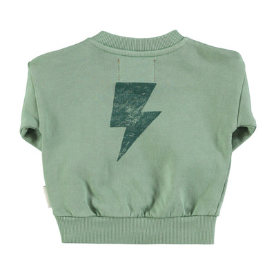 Piupiuchick Baby Sweatshirt Green With "rock & roll" Print - Studio Play