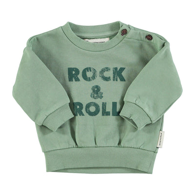 Piupiuchick Baby Sweatshirt Green With "rock & roll" Print - Studio Play