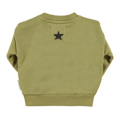 Piupiuchick Baby Sweatshirt Olive Green With Tiger Print