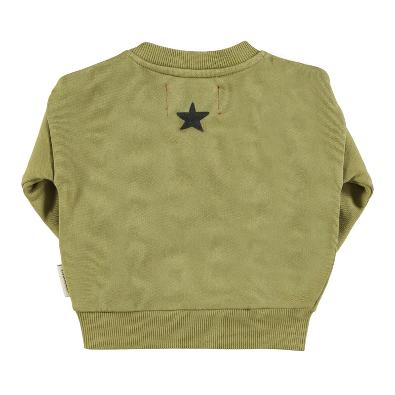 Piupiuchick Baby Sweatshirt Olive Green With Tiger Print - Studio Play