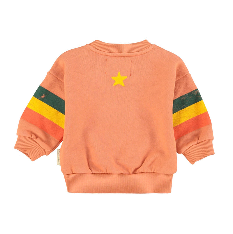 Piupiuchick Baby Sweatshirt Peach With Multicolor Stripes