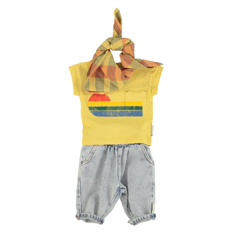 Piupiuchick Baby T-shirt Yellow With Multicolor Wave Print