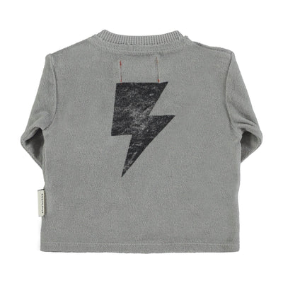 Piupiuchick Baby Terry Cotton Longsleeve T'shirt Grey With "rock & roll" Print - Studio Play