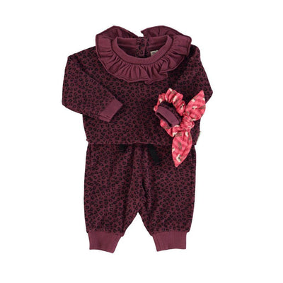 Piupiuchick Baby Terry Cotton Sweatshirt Aubergine With Animal Print - Studio Play