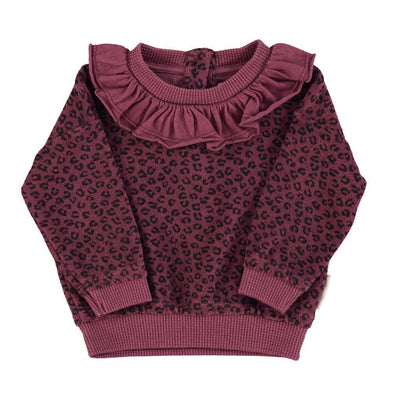 Piupiuchick Baby Terry Cotton Sweatshirt Aubergine With Animal Print - Studio Play