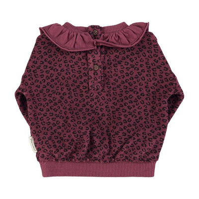 Piupiuchick Baby Terry Cotton Sweatshirt Aubergine With Animal Print - Studio Play