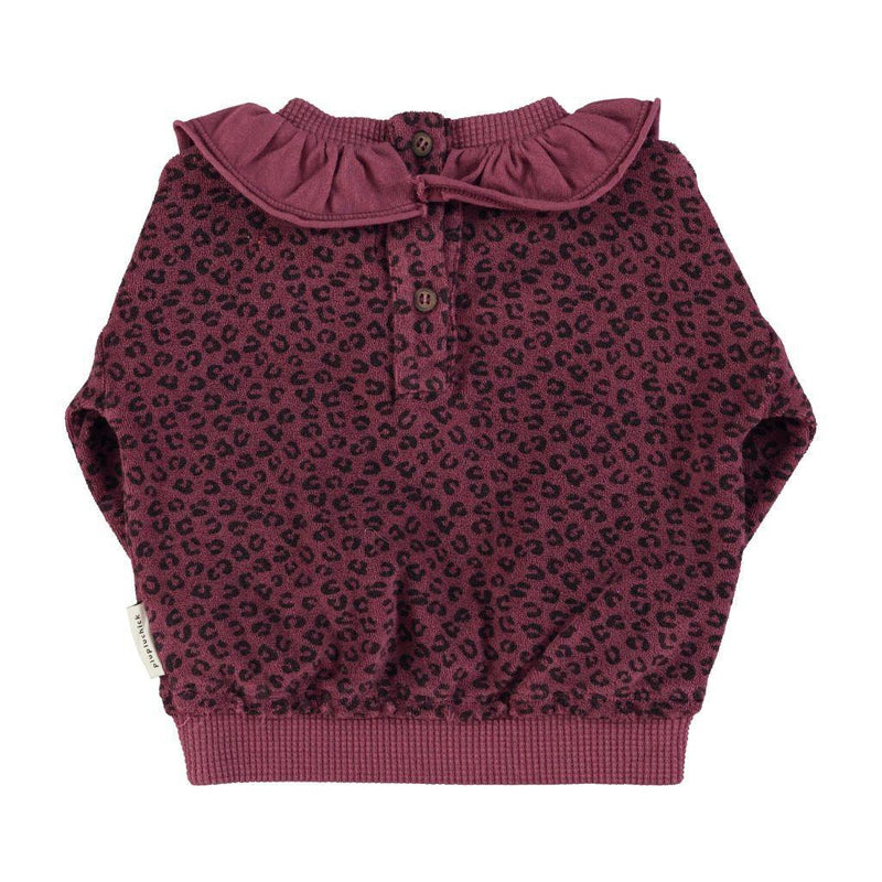 Piupiuchick Baby Terry Cotton Sweatshirt Aubergine With Animal Print - Studio Play