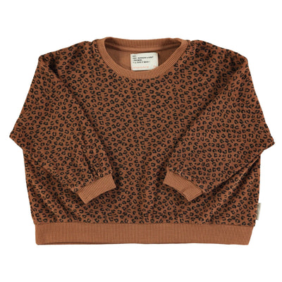 Piupiuchick Baby Terry Cotton Sweatshirt Brown With Animal Print - Studio Play