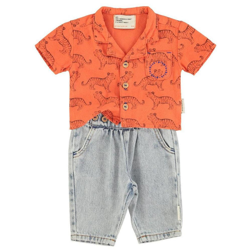 Piupiuchick Baby Trousers Washed Blue Denim