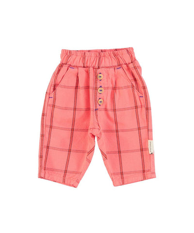 Piupiuchick Baby Unisex Trousers Pink Checkered