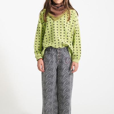 Piupiuchick Flare Trousers Grey With Zebra Print - Studio Play