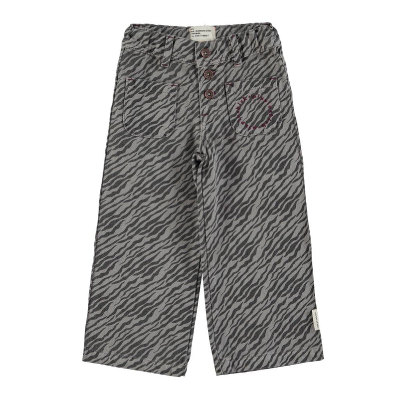 Piupiuchick Flare Trousers Grey With Zebra Print - Studio Play