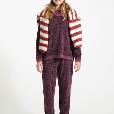 Piupiuchick Jogging Pants Aubergine With Animal Print