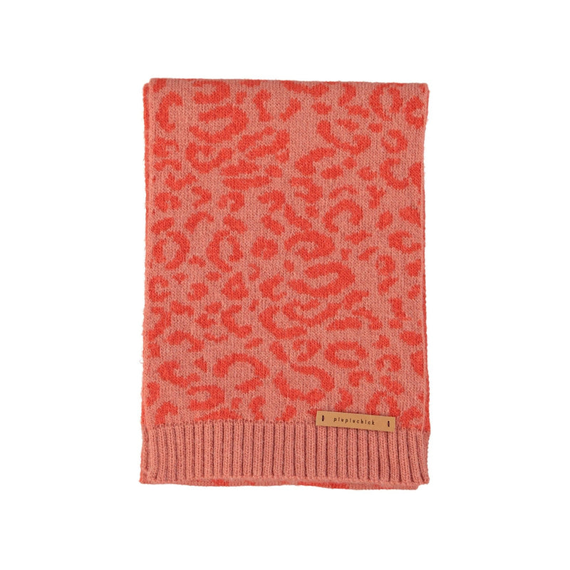 Piupiuchick Knitted Scarf Pink With Animal Print