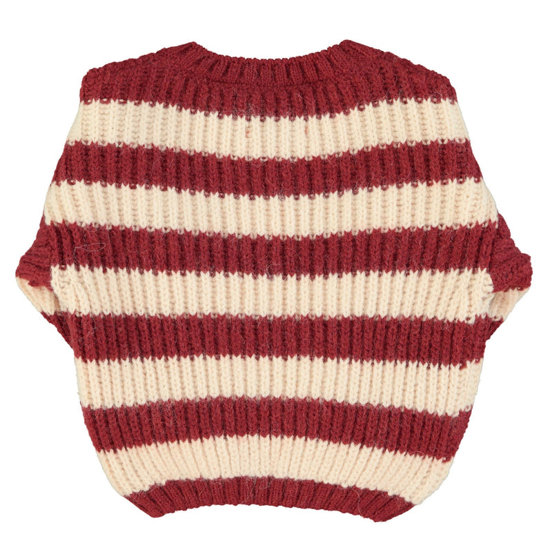 Piupiuchick Knitted Sweater Bordeaux & Light Pink Stripes - Studio Play