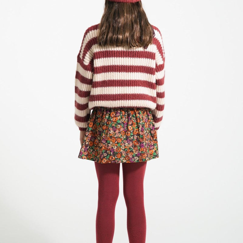 Piupiuchick Knitted Sweater Bordeaux & Light Pink Stripes - Studio Play