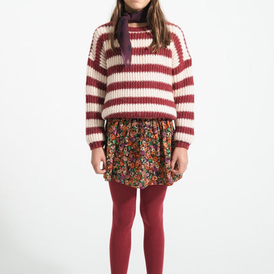 Piupiuchick Knitted Sweater Bordeaux & Light Pink Stripes - Studio Play