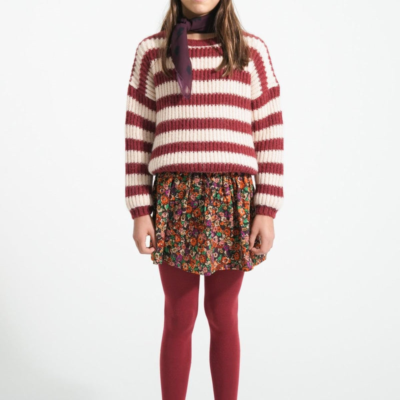 Piupiuchick Knitted Sweater Bordeaux & Light Pink Stripes - Studio Play