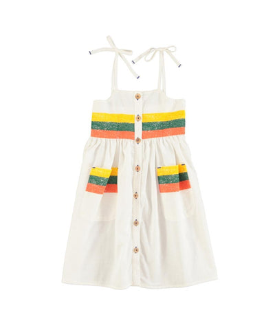 Piupiuchick Long Dress Ecru With Multicolor Stripes