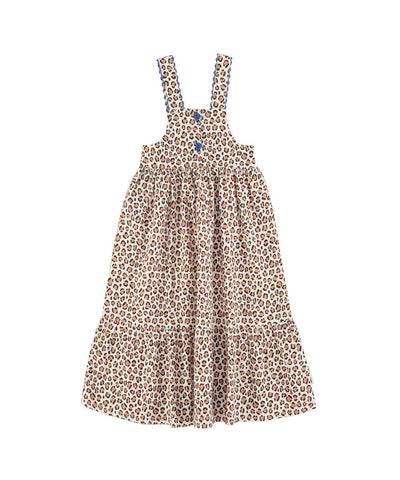Piupiuchick Long Layered Dress Ecru Animal Print