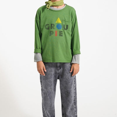 Piupiuchick Longsleeve T'shirt Dark Green With "groupie" Print