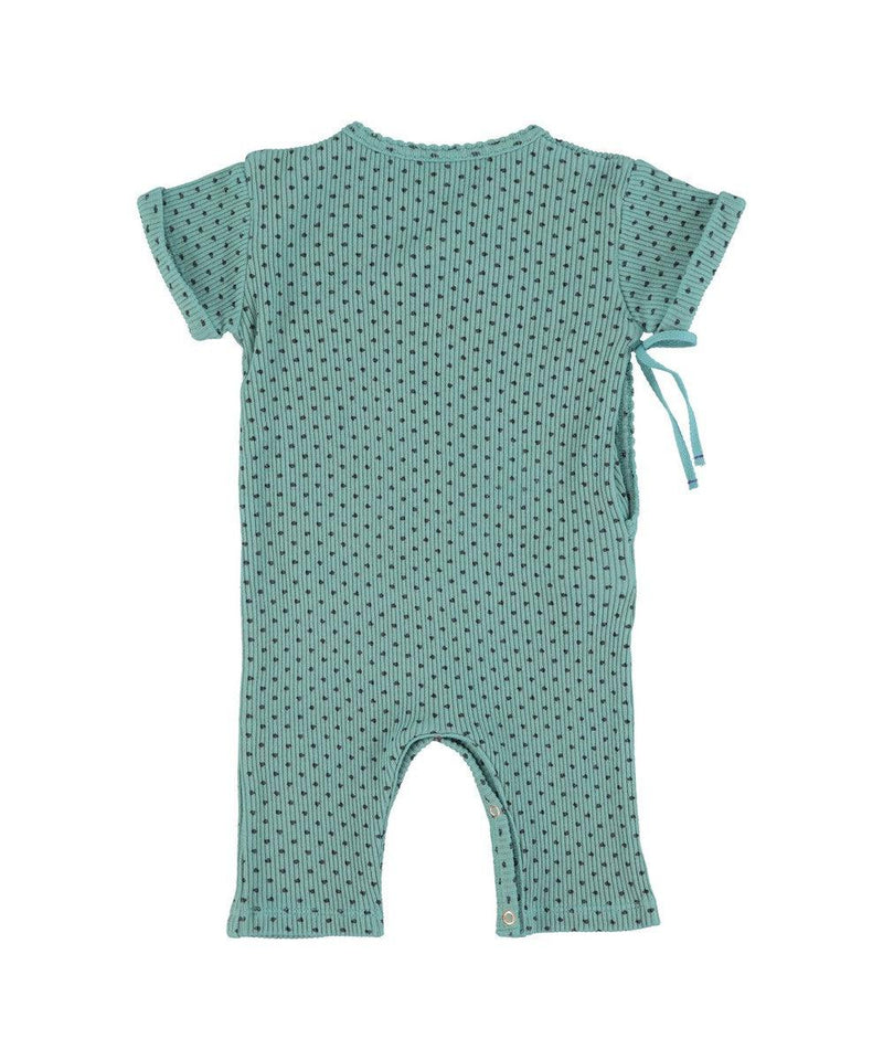 Piupiuchick Newborn Short Sleeve Babygrow Blue with Hearts