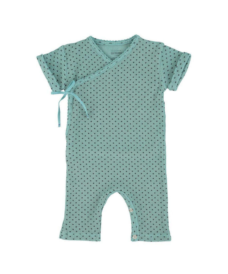 Piupiuchick Newborn Short Sleeve Babygrow Blue with Hearts