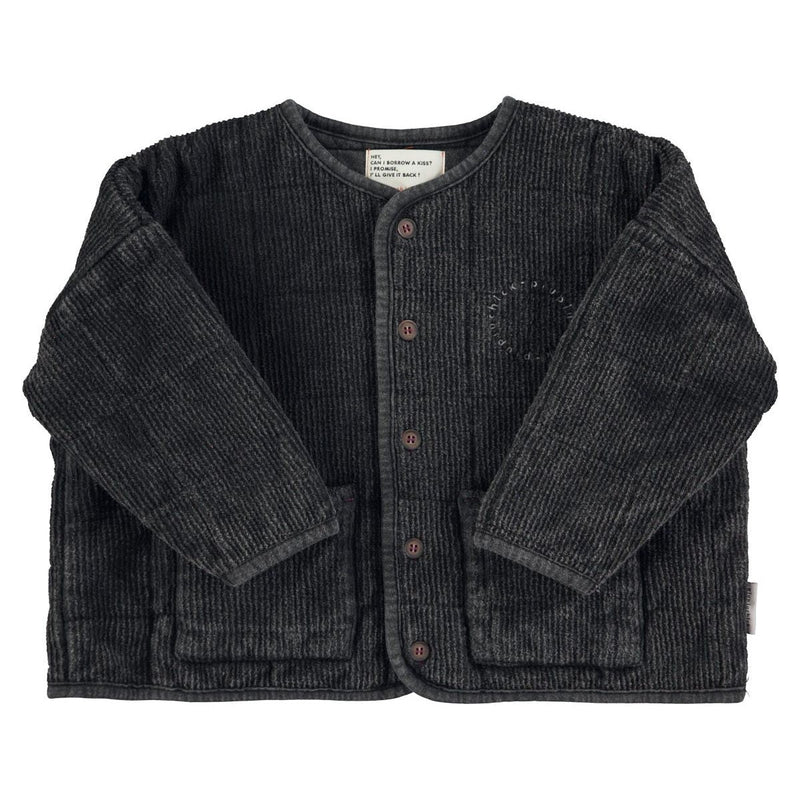 Piupiuchick Paded Jacket Washed Black With "rock star" Print - Studio Play