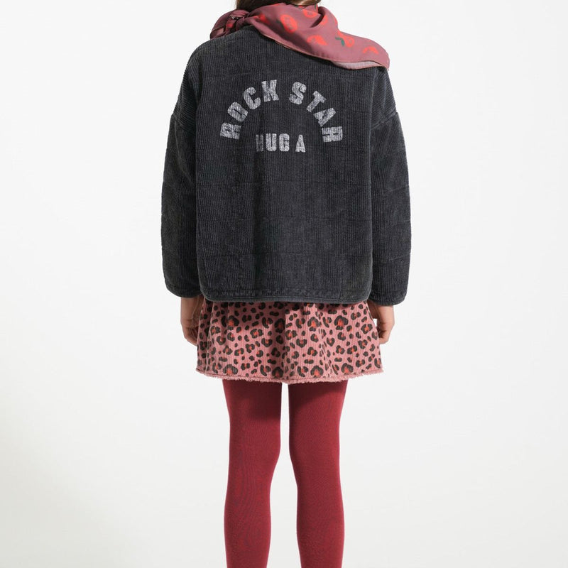 Piupiuchick Paded Jacket Washed Black With "rock star" Print - Studio Play