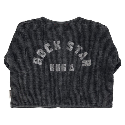 Piupiuchick Paded Jacket Washed Black With "rock star" Print - Studio Play